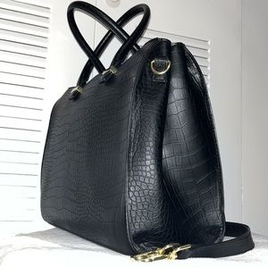 Faux croco tote with gold accents